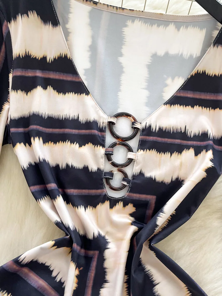 Женское весеннее платье в Корейском стиле темпераментное ретро-принтное с