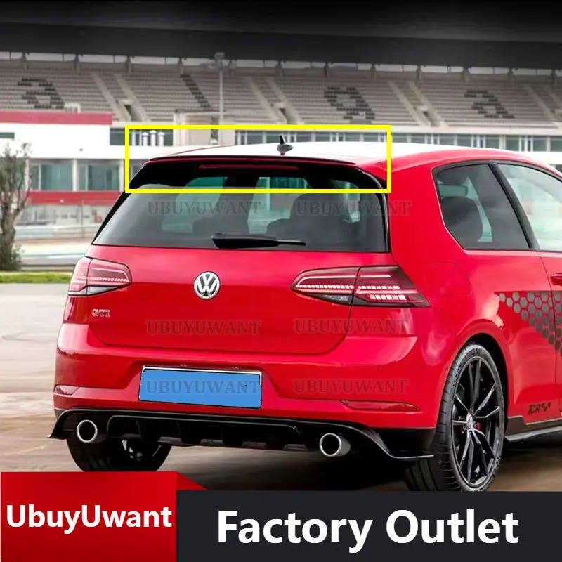 

For Volkswagen Golf MK7 MK7.5 TSI TDI GTI GTD GTE R 2013-2020 Glossy Black / Carbon Fiber Color TCR Rear Roof Spoiler Wing Lip