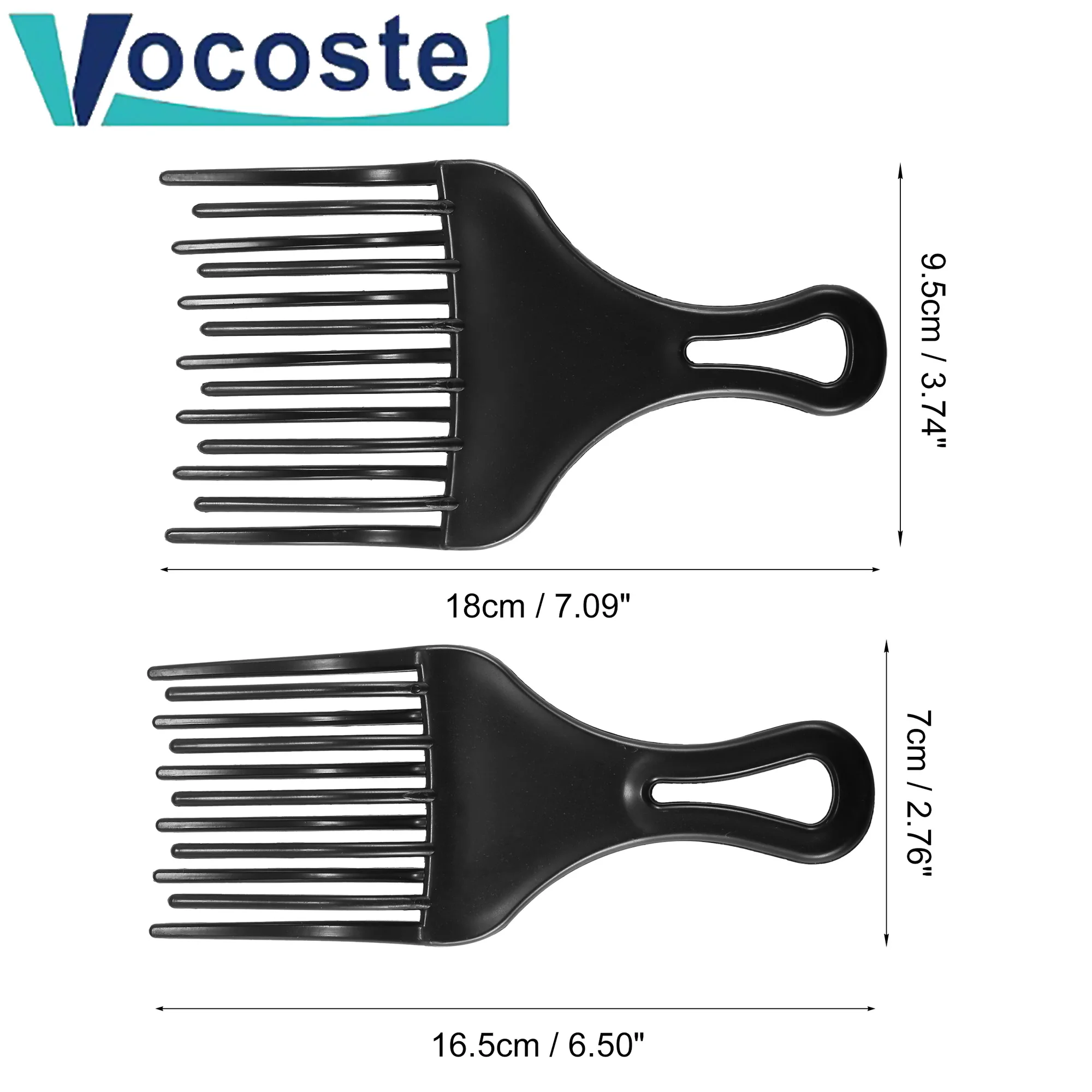 VOCOSTE 1/2Pcs Pro Afro Hair Insert Choose Big Tooth Comb Fork Plastic Curly HairBrush High &amp Low Gear Styling Tools - купить по