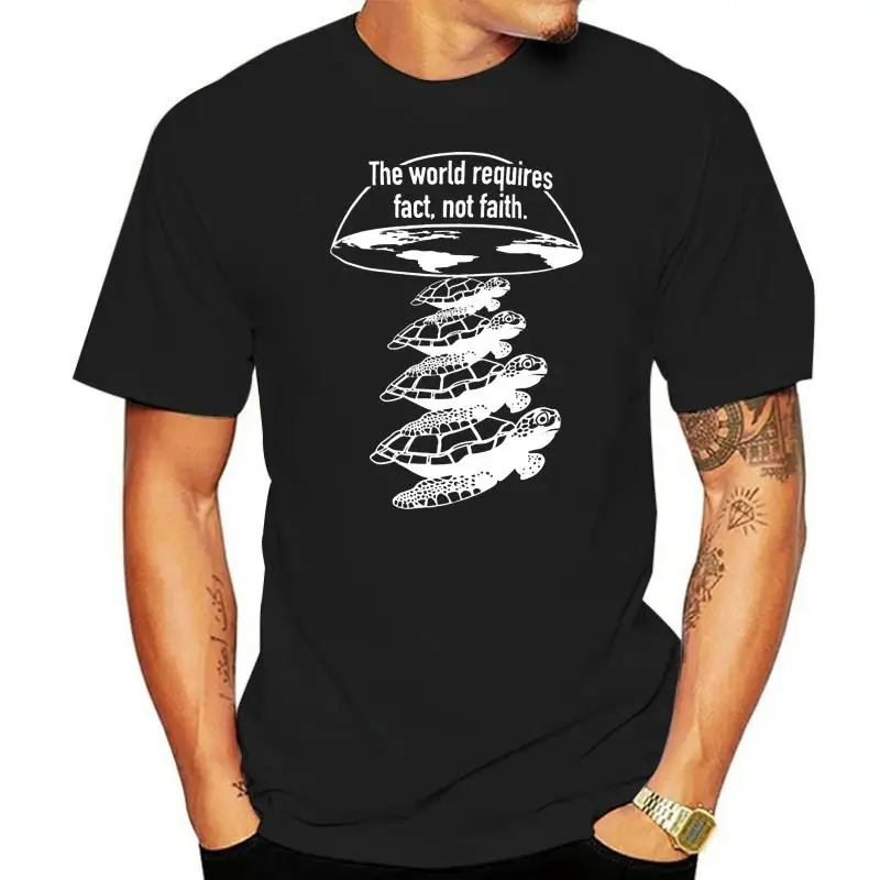 

Atheist T-Shirt Tee Mens Apparel Black Cotton Turtles All The Way Down Lots Size High Quality Tee Shirt