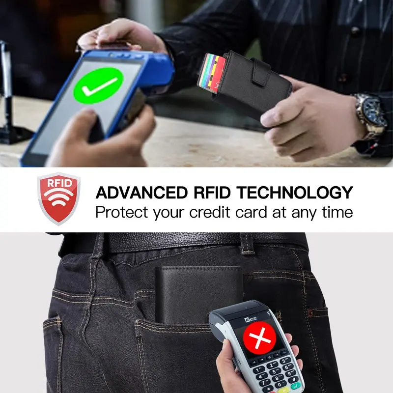 Pop up Wallet for Men Card Holder RFID Blocking  Wallets Minimalist Card Case with Coin Pocket