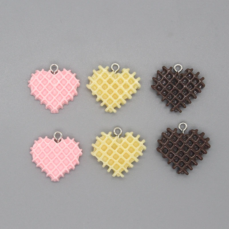 Микс 10 шт./упаковка подвески в клетку виде сердца печенья из смолы милые Подвески