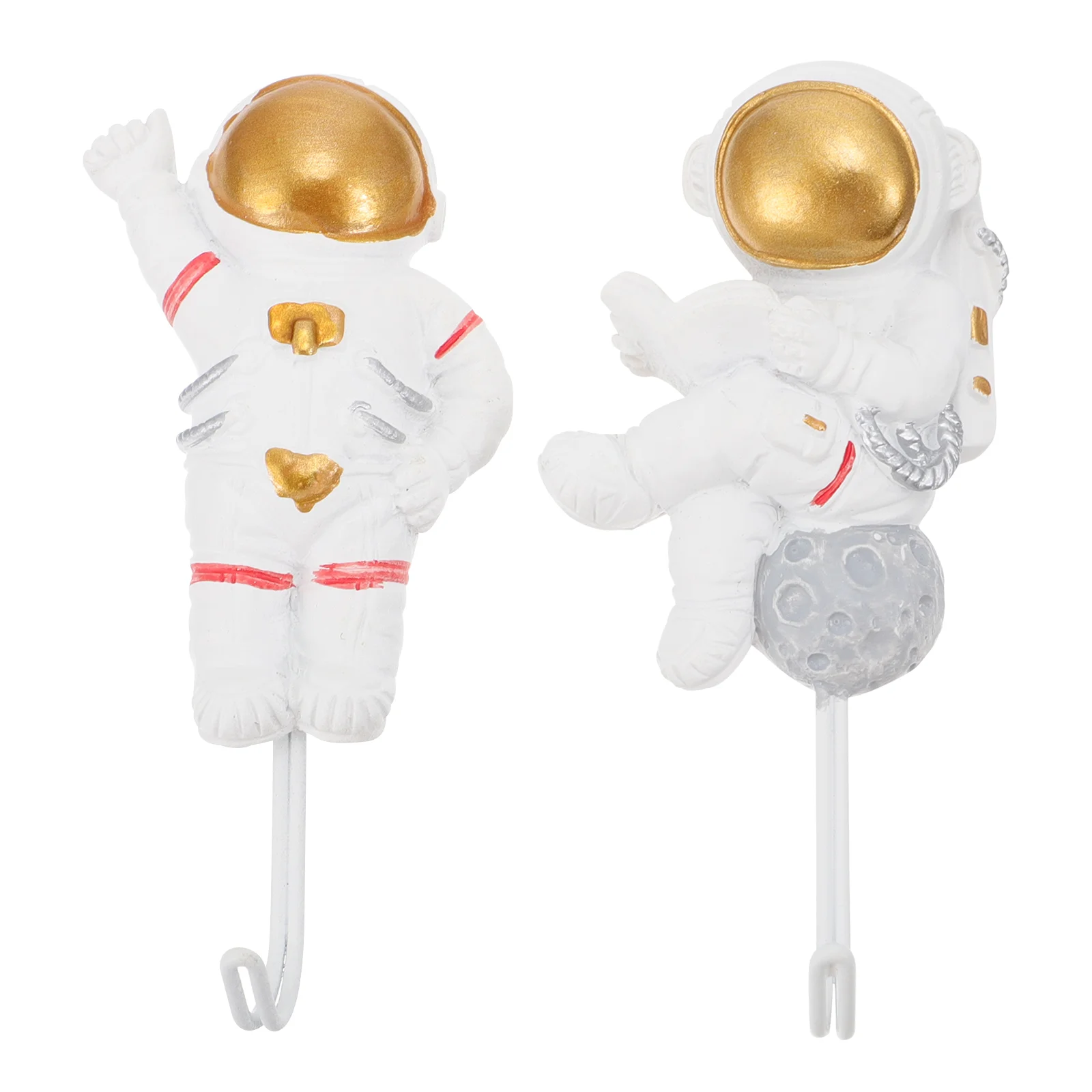 

2 Pcs Astronaut Hook Wall Towel Holder Hooks Pretty Ornament Cloth Shelf Nail-free Door Resin Portable Clasp Child