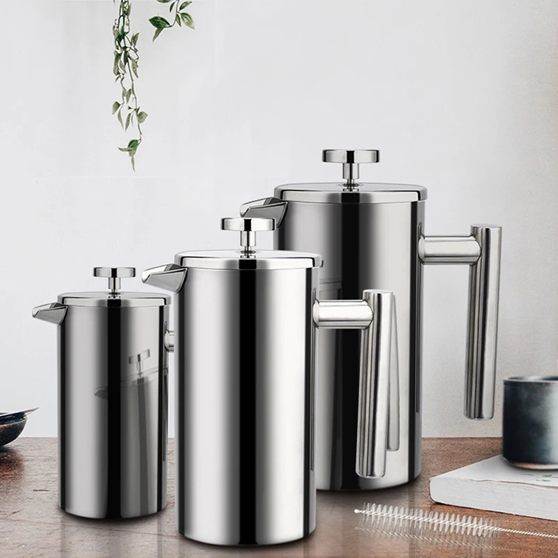 

350/800/1000ML Coffee Pots Double Layer Stainless Steel Coffee And Tea Maker French Press Heat Preservation Mug