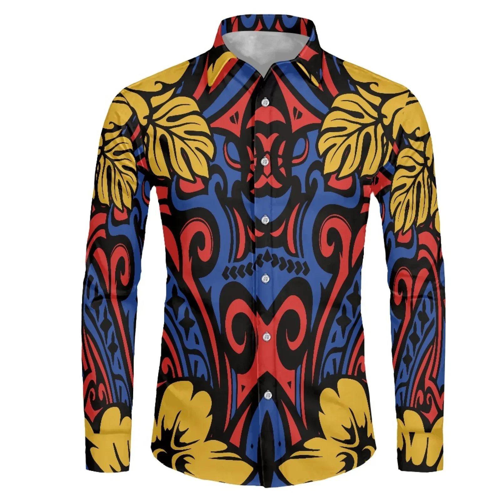 Мужская деловая рубашка с длинным рукавом принтом в виде татуировок