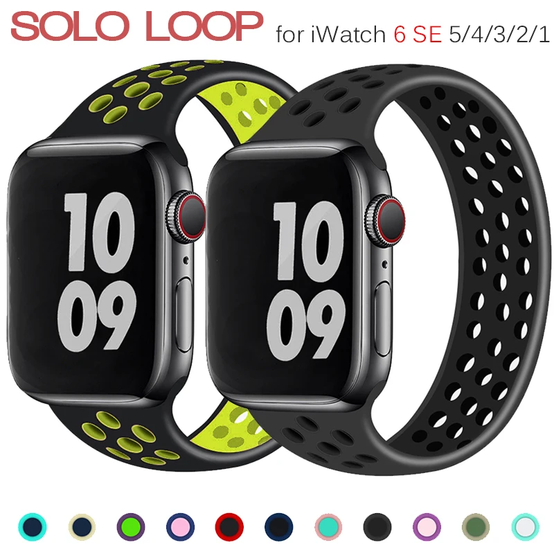 Фото Ремешок силиконовый Solo Loop для Apple Watch Band, эластичный браслет для iWatch 3 4 5 SE 6 7 8, 49 мм 44 мм 40 мм 38 мм 42 мм 41 мм 45 мм №2