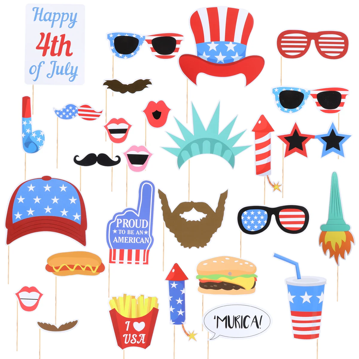 

Photo Props Day Booth Independencejuly Patriotic 4Th Party Decoration Memorial American Fourth Favors Supplies Accessories