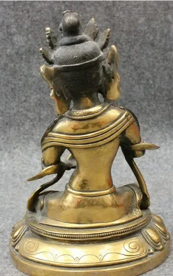 8-дюймовая тибетская бронзовая позолоченная статуя бодхисаттвы Joss Green Tara Kwan-yin