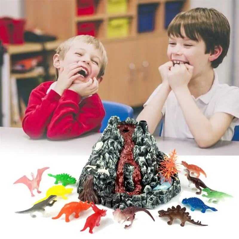 

Volcano Science Kit Volcano Dinosaur Playset With 12Pcs Dinosaurs Figures Mist-Spouting Volcano Set Educational Gift Toy For Kid