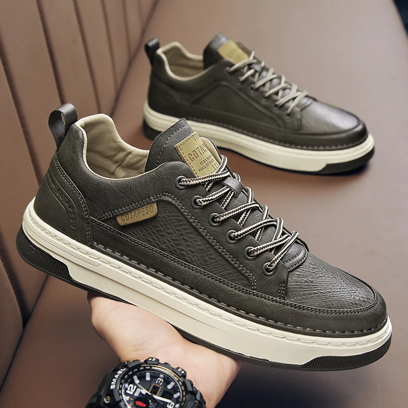 

All Season Mid Cut Microfiber Men's Casual Shoes Trendy Students Lace Up Men's Board Shoes Outdoor Flat Sole Men's Canvas Shoes