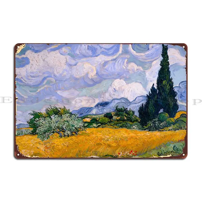 

Wheat Field With Cypresses Metal Signs Rusty Pub Cave Customize Customize Tin Sign Poster