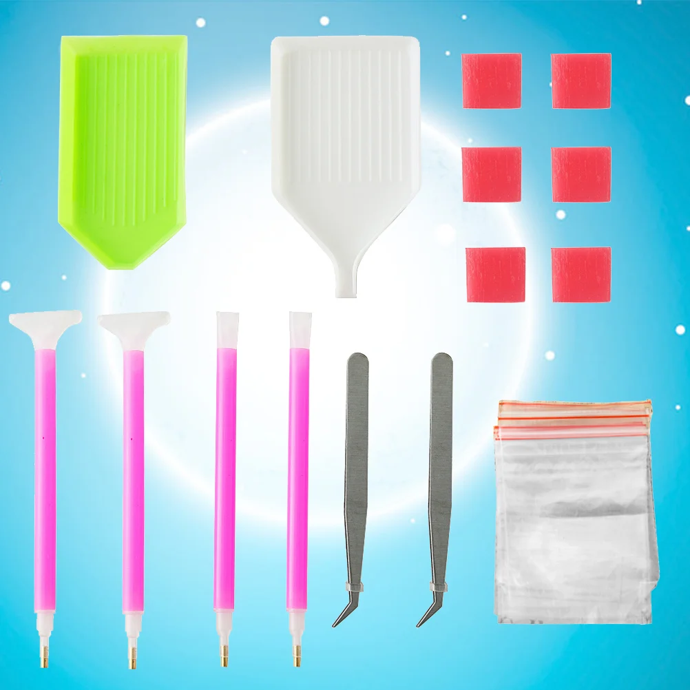 

24pcs Painting Tools Accessories Cross Stitch Tool Set with Drill Pen Painting Trays Glue for DIY Craft