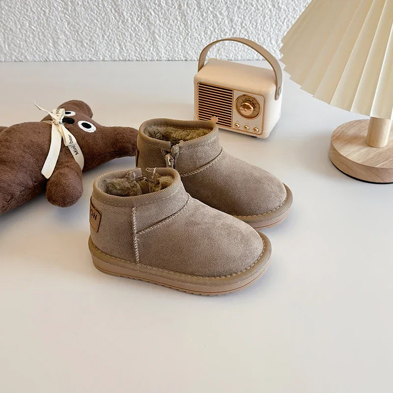 Зимние детские матовые замшевые зимние сапоги Нескользящая зимняя обувь для