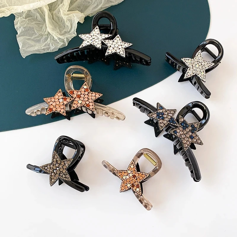 Женские Блестящие Яркие Заколки Для Волос В Форме Звезды Модные Аксессуары