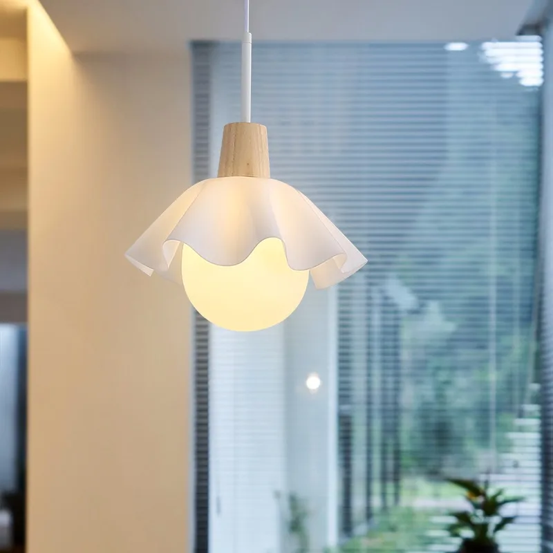 

Led Art Chandelier Pendant Lamp Light Room Decor New Ins Poplular Korean Japanese Glass Flower Simple Personality Kithchen