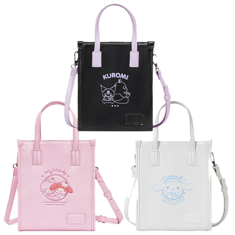 

Sanrios аниме My Melody Cinnamoroll Kuromi PU Наклонная Сумка через плечо Kawaii портативная вместительная сумка в стиле колледжа подарок