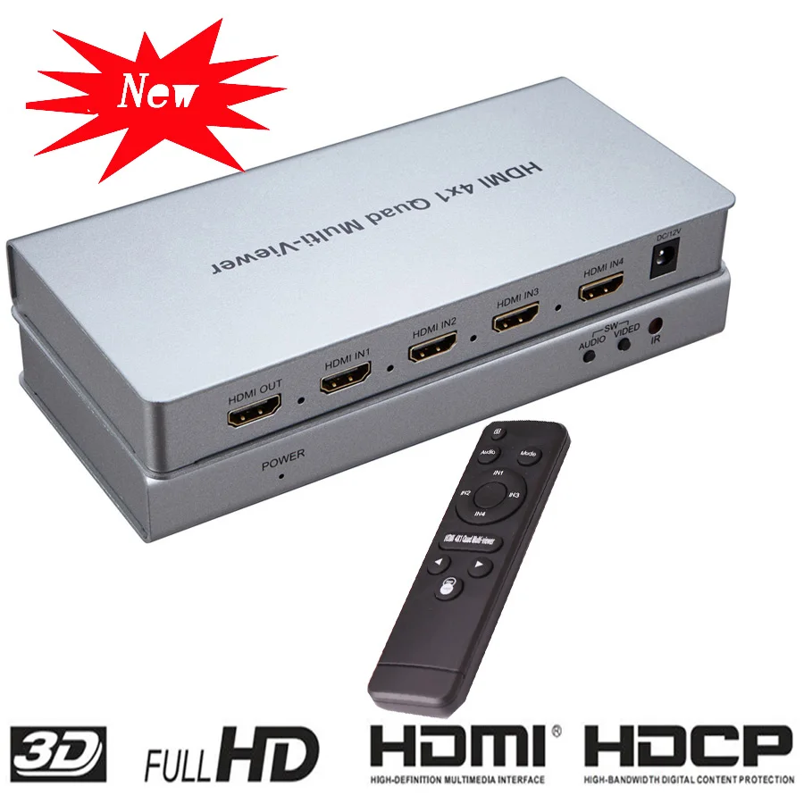

HDMI 4x1 Quad Multiviewer HDMI Switcher 4 In 1 Out 1080P PIP Picture in Picture Seamless Switch 5 Models Game Monitor etc. Must