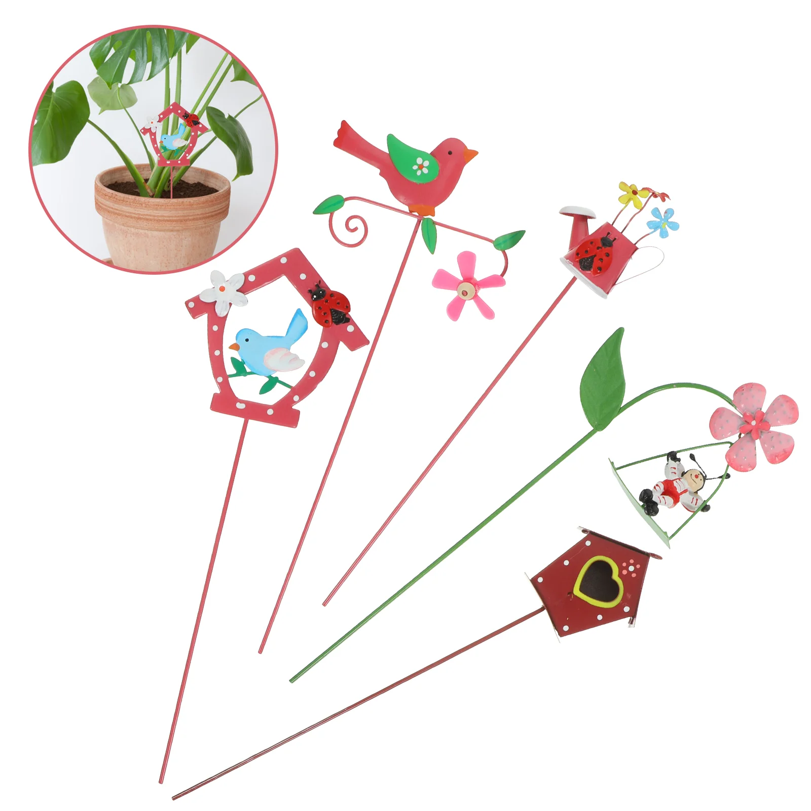 

Stakes Garden Yard Flower Outdoor Decorations Decorative Picks Spring Metal Bucket Pot Sign Decor Floral Ornaments Outside