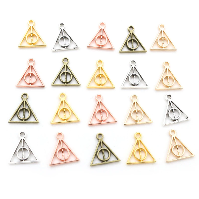 

100pcs Charms Deathly Hallows 13x12mm Antique Pendant fit,Vintage Tibetan Bronze Silver color,DIY For Bracelet Necklace