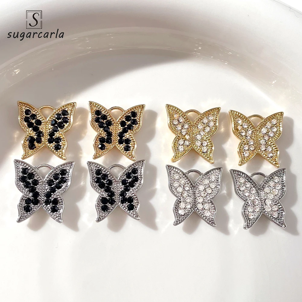 

10 шт., подвески в виде бабочки, золотого и серебряного цветов, 20 х18 мм