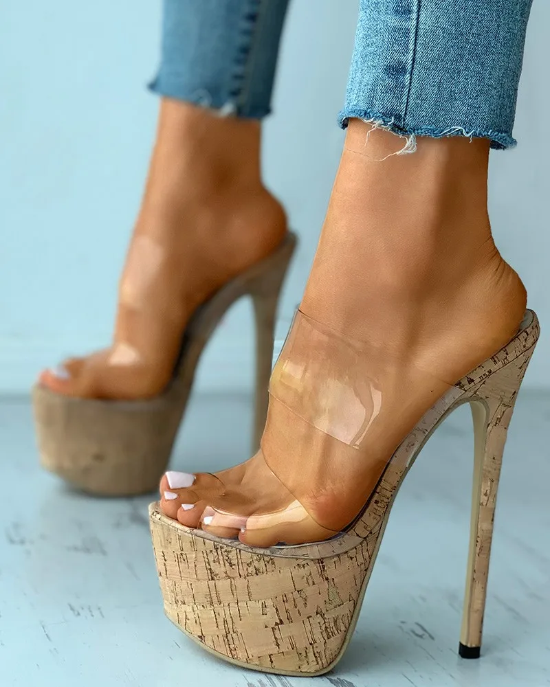 

BONJOMARISA Female Sexy Open Toe Platform High Heels women's Pumps Summer Sandals Slip On Party Weddding Dress women's Shoes