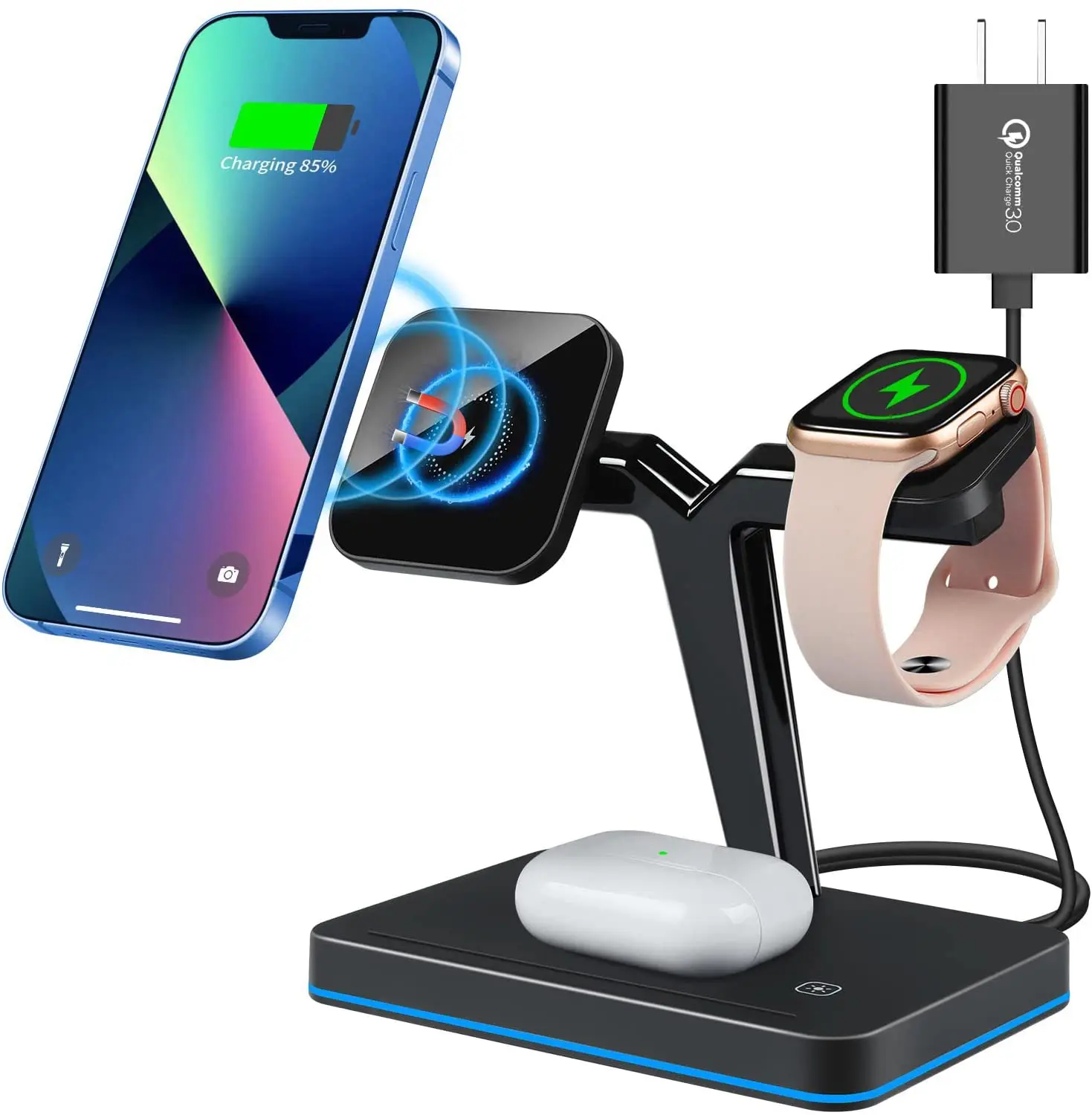 

Беспроводное зарядное устройство 15 Вт для Xiaomi, беспроводное зарядное устройство для Mag-Safe, магнитная зарядная станция 3 в 1, подставка для