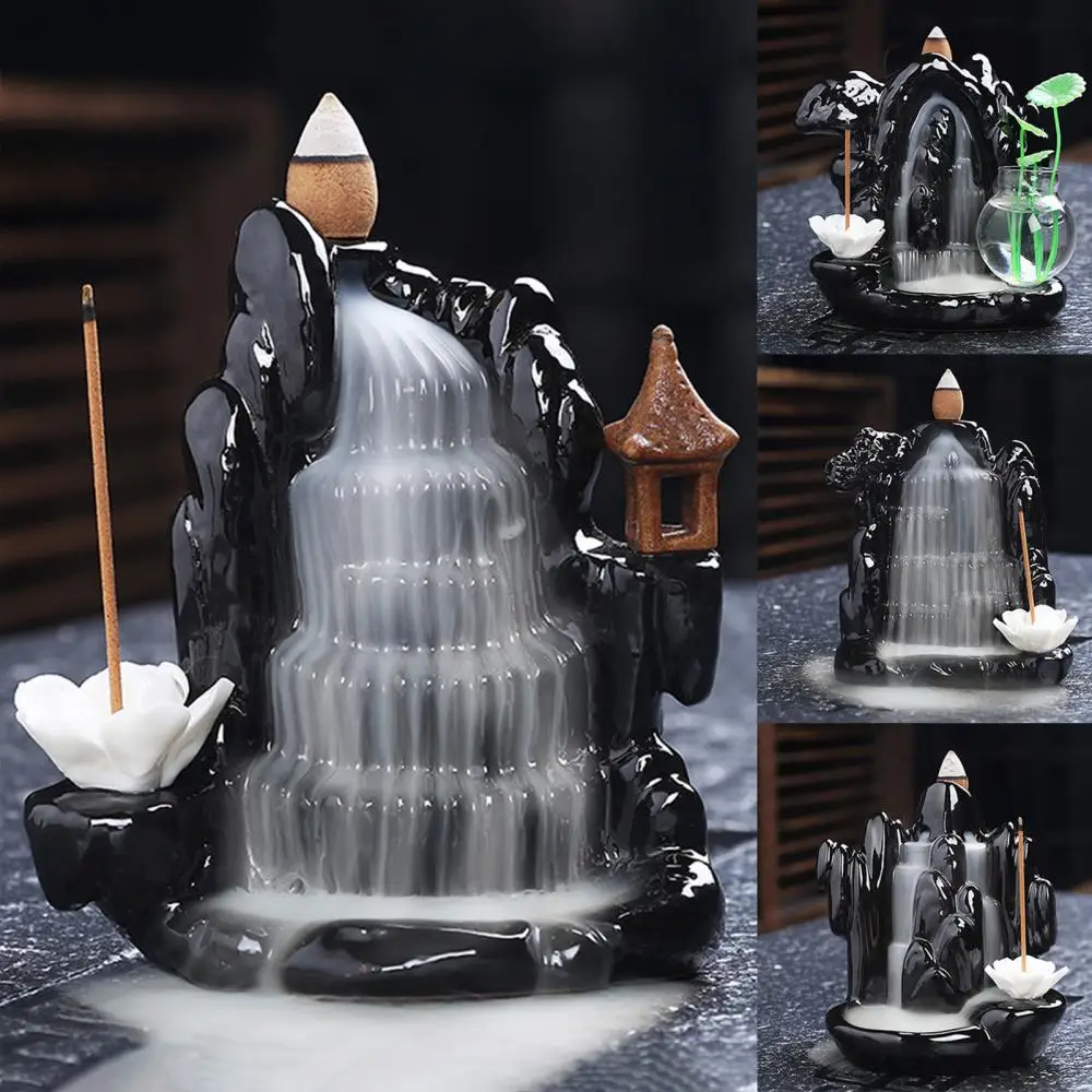 

Backflow Incense Burner Smoke Waterfall Incense Burner Mountains River Incense Burners Holder Censer Aromatherapy Elegant Craft