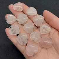 5pcs natural stone heart shaped pendant quartz stone powder crystal agate used in jewelry making bracelet necklace accessories
