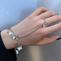 glamour fashion jewelry crystal ring bracelet ladies wrist chain jewelry fashion back chain finger ring creative jewelry