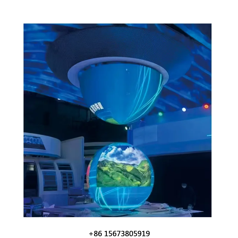 Фото Сферический LED-экран P1.8 P2 P2.5 P3 P4 P5, LED-видеоглобус, круглый сферический LED-дисплей для стен №1
