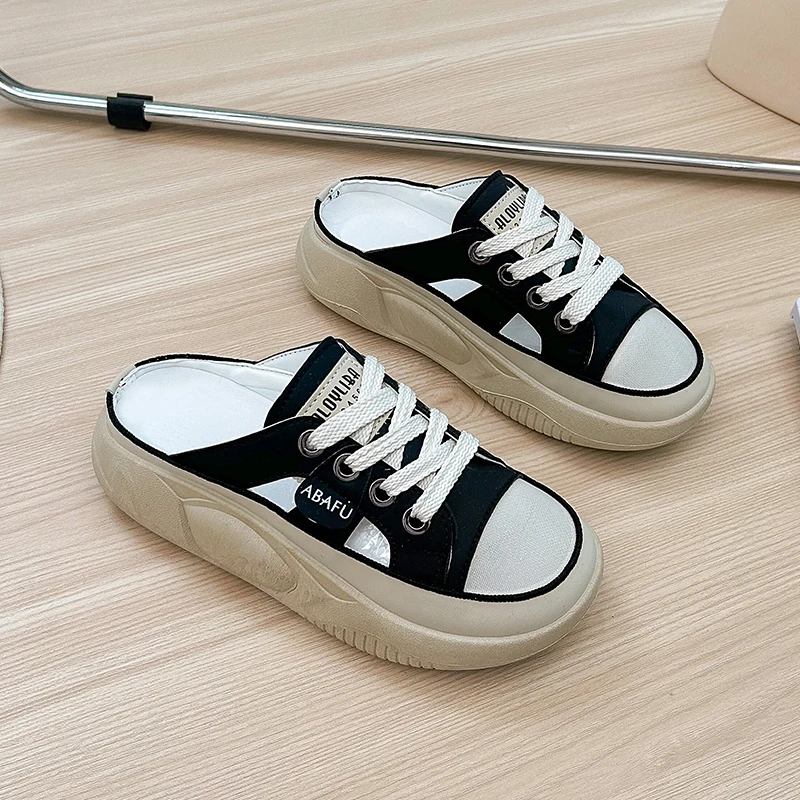 

Comemore Women's Summer Sneakers Slippers Hollow Breathable Thick Bottom Half Slippers Platform Wedge Heel Shoes Slides Women 39