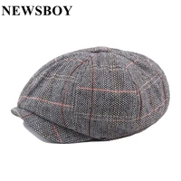 newsboy hats for men plaid male vintage beret peaky blinder style checkered duckbill hat british gatsby style flat cap