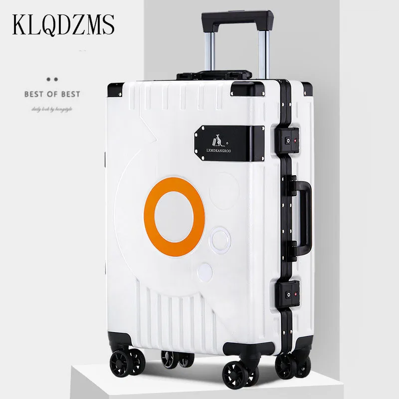 KLQDZMS 20/22/24/26 Inch Fashion Luggage Aluminum Frame Trolley Case Men And Women Boarding Case PC Suitcase On Wheels