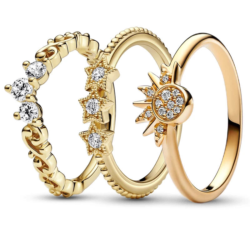 

New In Ring Gold Plated Women Original Fidget Girls Certified Love Star Luxury Engagement Couple Quality Fine Jewelry Designer