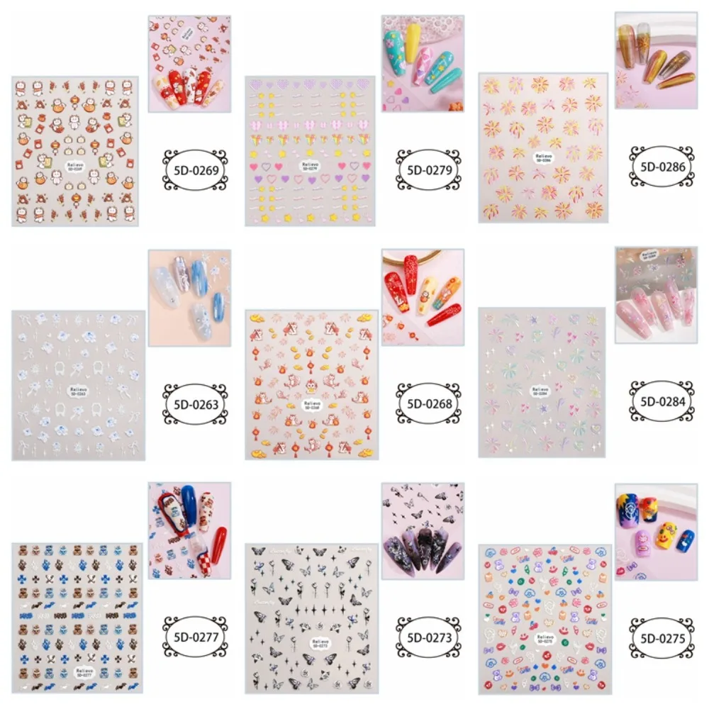 Наклейки для ногтей с китайским драконом на Новый год и новый наклейки бантом