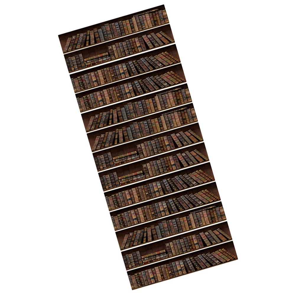 

13pcs PVC DIY Vintage Adhesive Stair Sticker Bookshelf Staircase Decals Simulation Bookcase Stickers Bookshelf Stair Decal