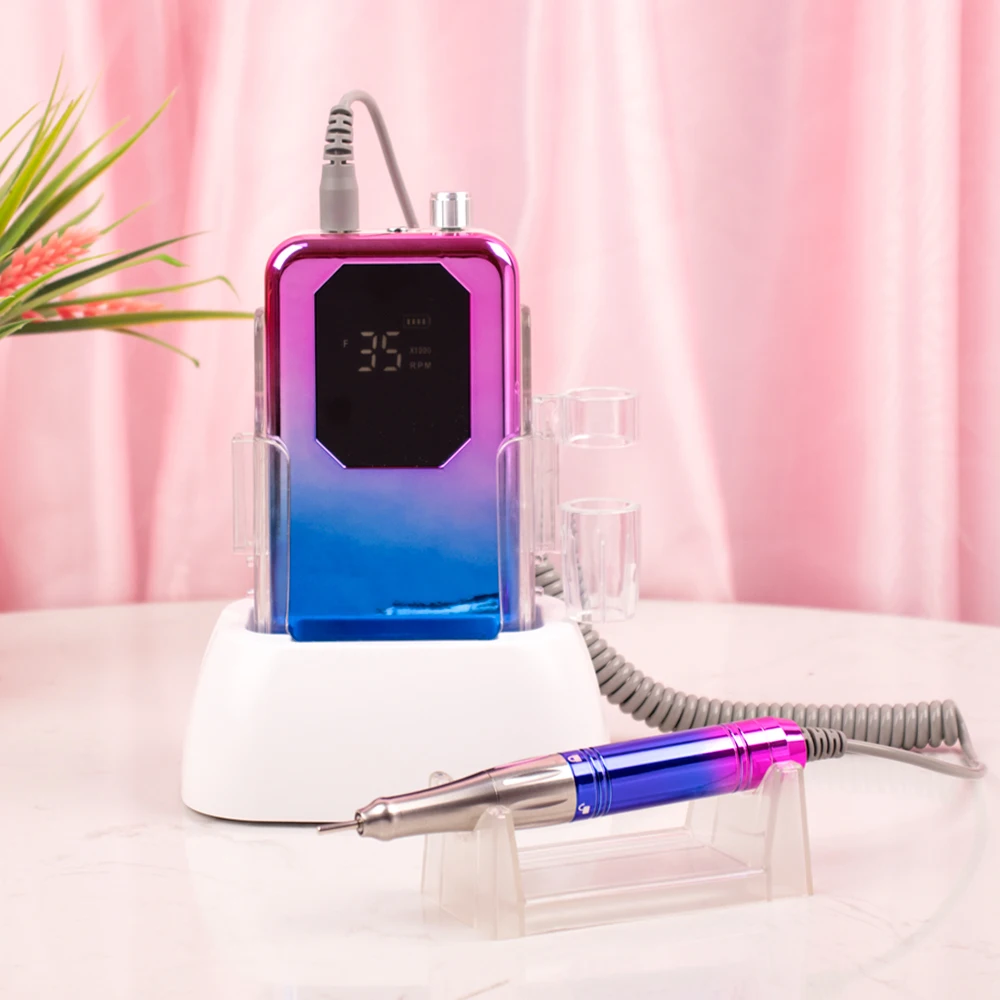 Coreless Motor Portable Nail Drill Machine 35K Powerful Manicure Polishing Rechargeable Cordless 35000RPM Octagon