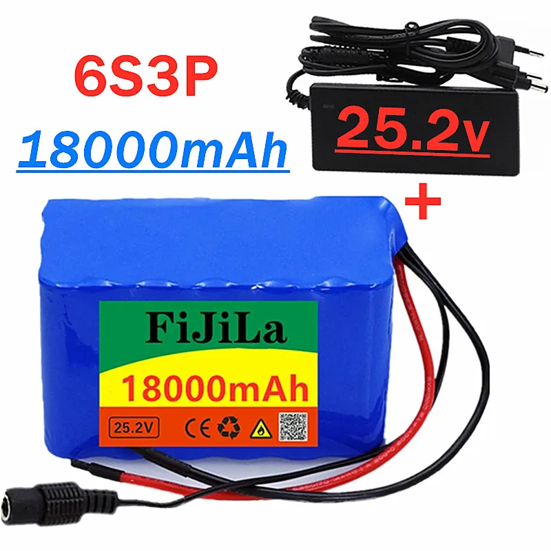 

DIY Battery Packs 24v 18.0Ah 6s3p 18650 Lithium Battery 25.2v Electric Bicycle Moped Electric Lithium Ion Battery with Charger