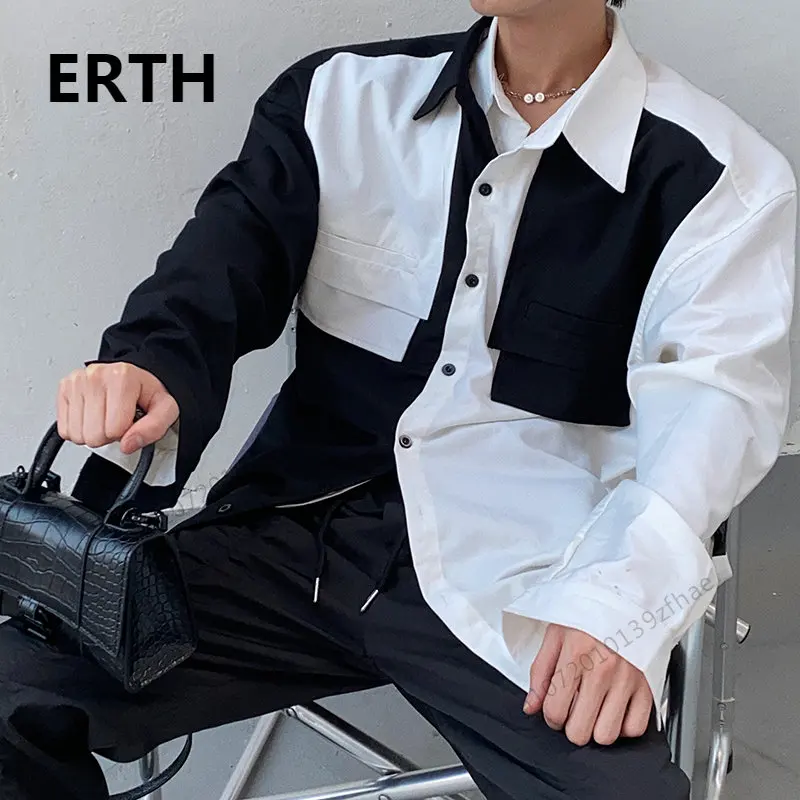 

Дизайнерская нишевая мужская одежда ERTH, свободный однобортный мужской топ с отложным воротником, весна 2023