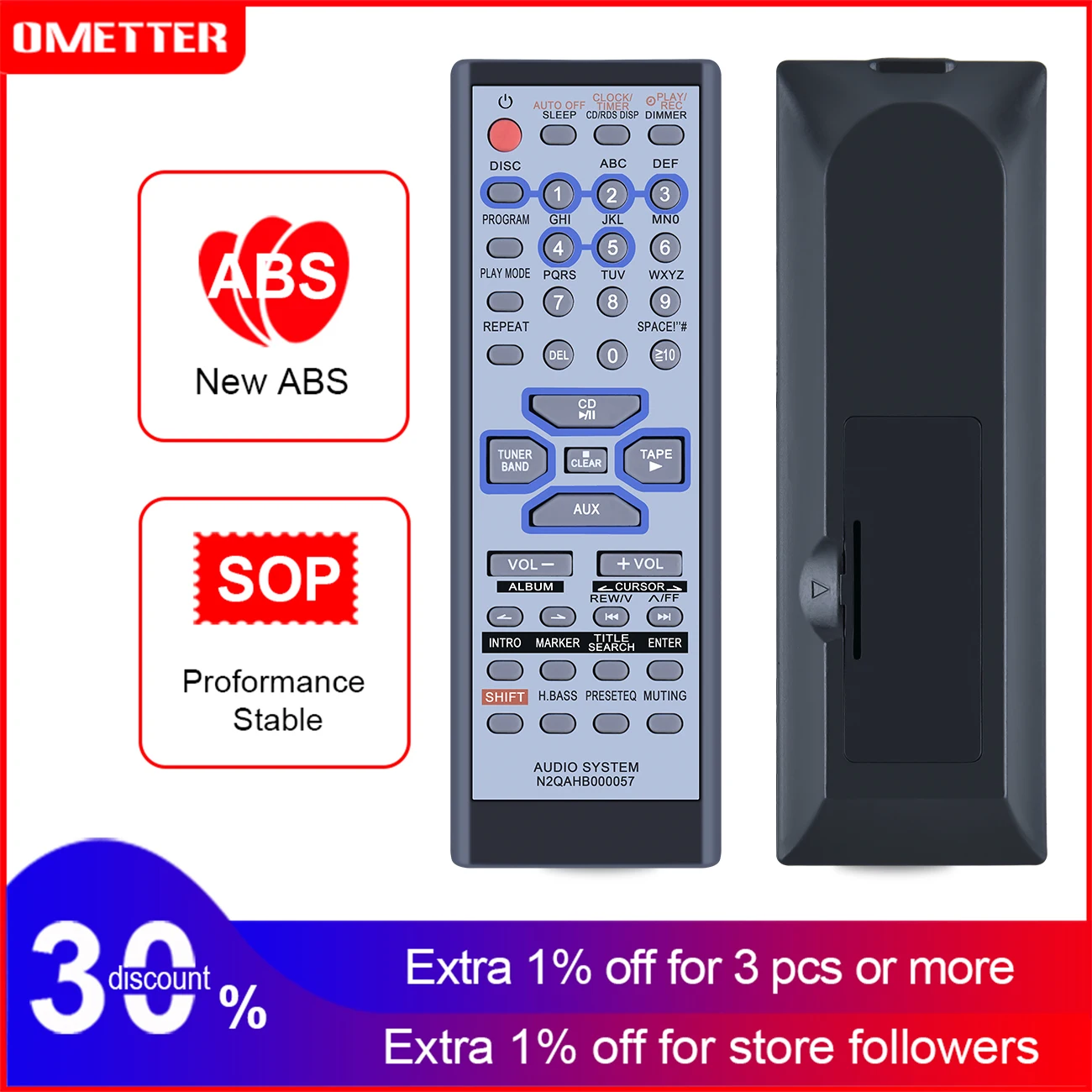 

N2QAHB000057 Remote Control For Panasonic Audio CD Stereo System SC-AK330 AK333 AK230 SA-AK230 SB-AK230 AK333 AK330 AK330 AK330