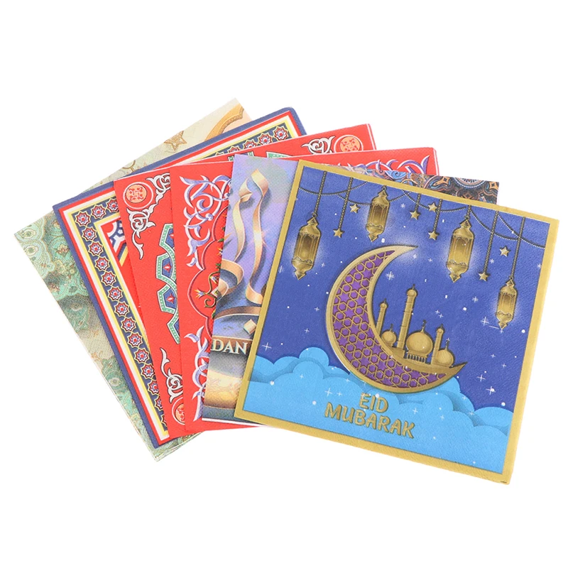 

20pcs/lot EID Mubarak Decor Paper Napkins Ramadan Decorations for Home Islamic Muslim Decor Ramadan Kareem EID Al Adha Ramada