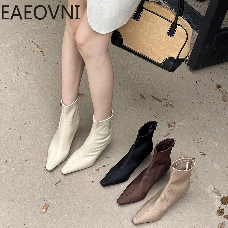 

Designer Women's Sock Ankle Boots Fashion Pointed Toe Short Botas Ladies Elegant Thin High Heel Shoes Women's Pumps