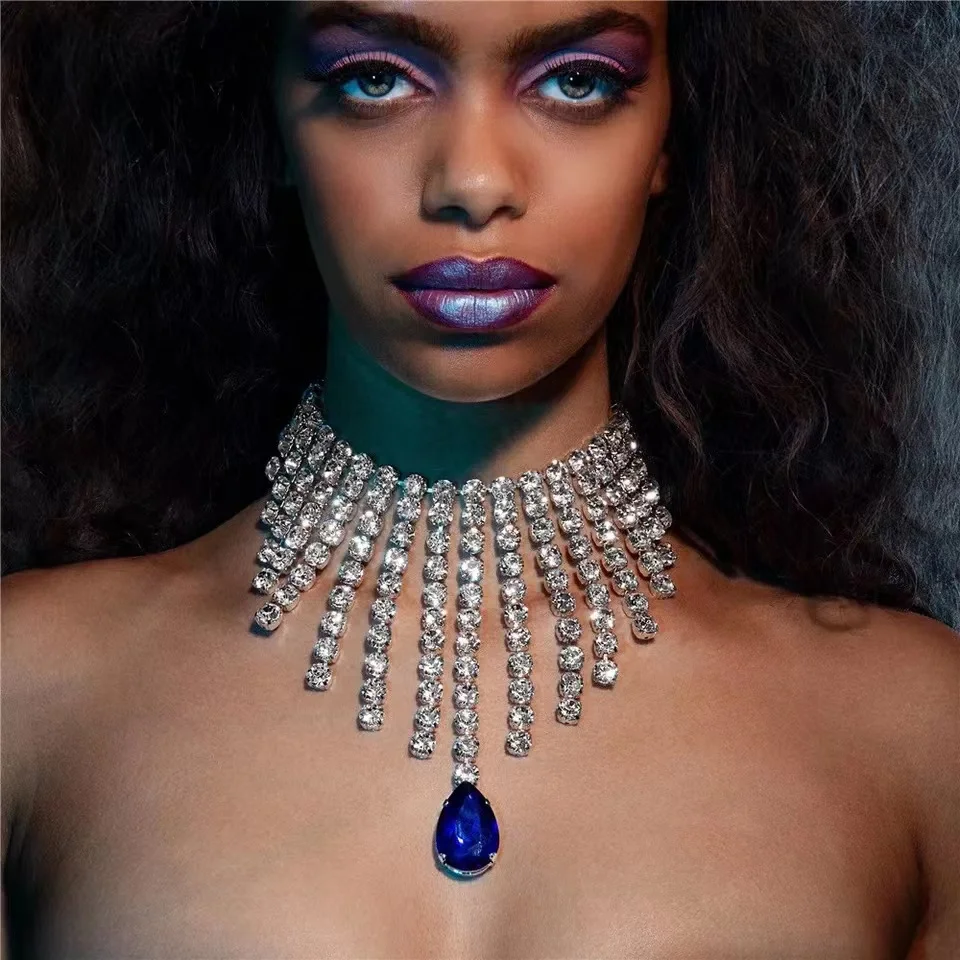 

2023 модное блестящее женское ожерелье с подвеской в виде драгоценного камня