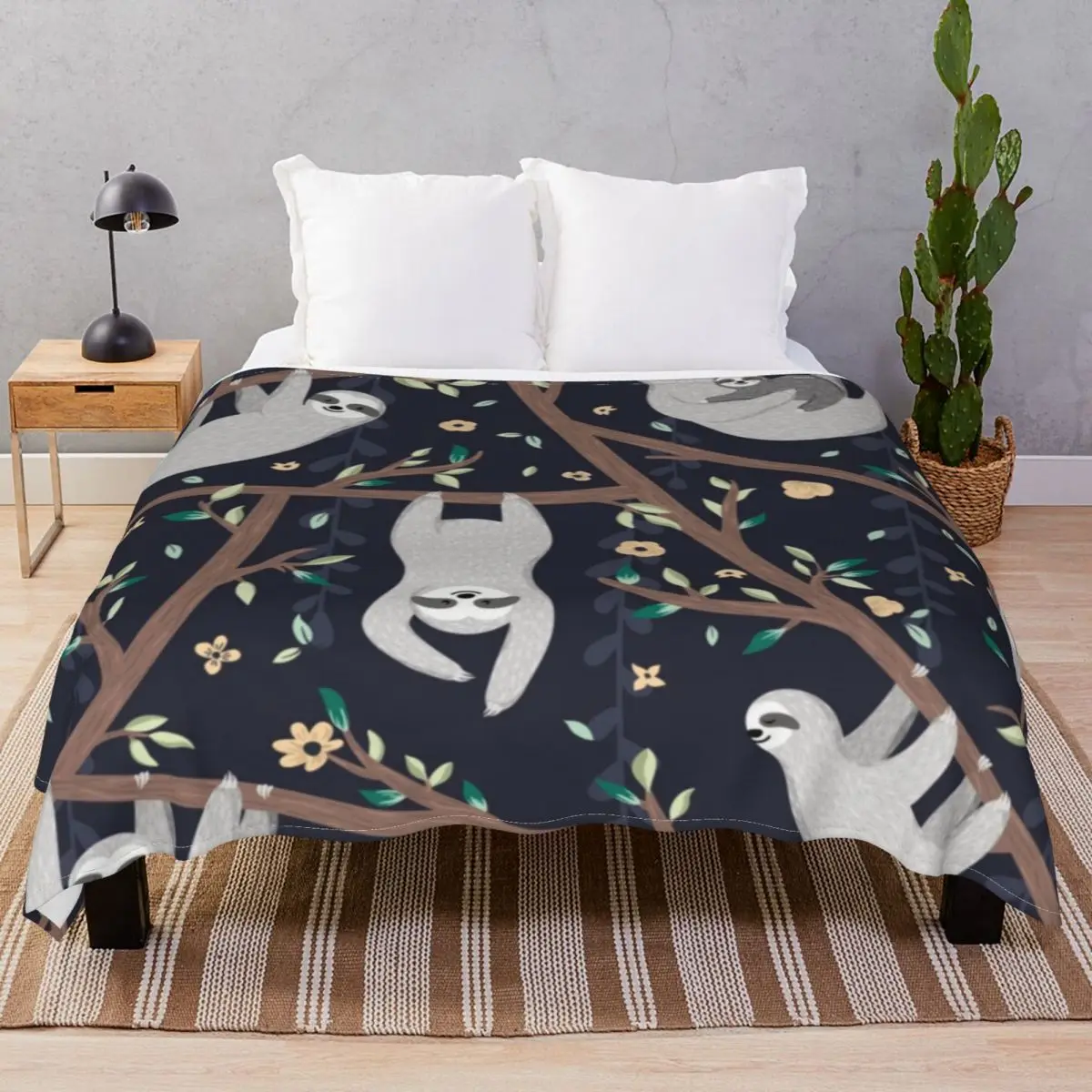 

Cute Sloths Blankets Fleece Summer Multifunction Throw Blanket for Bedding Home Couch Camp Cinema