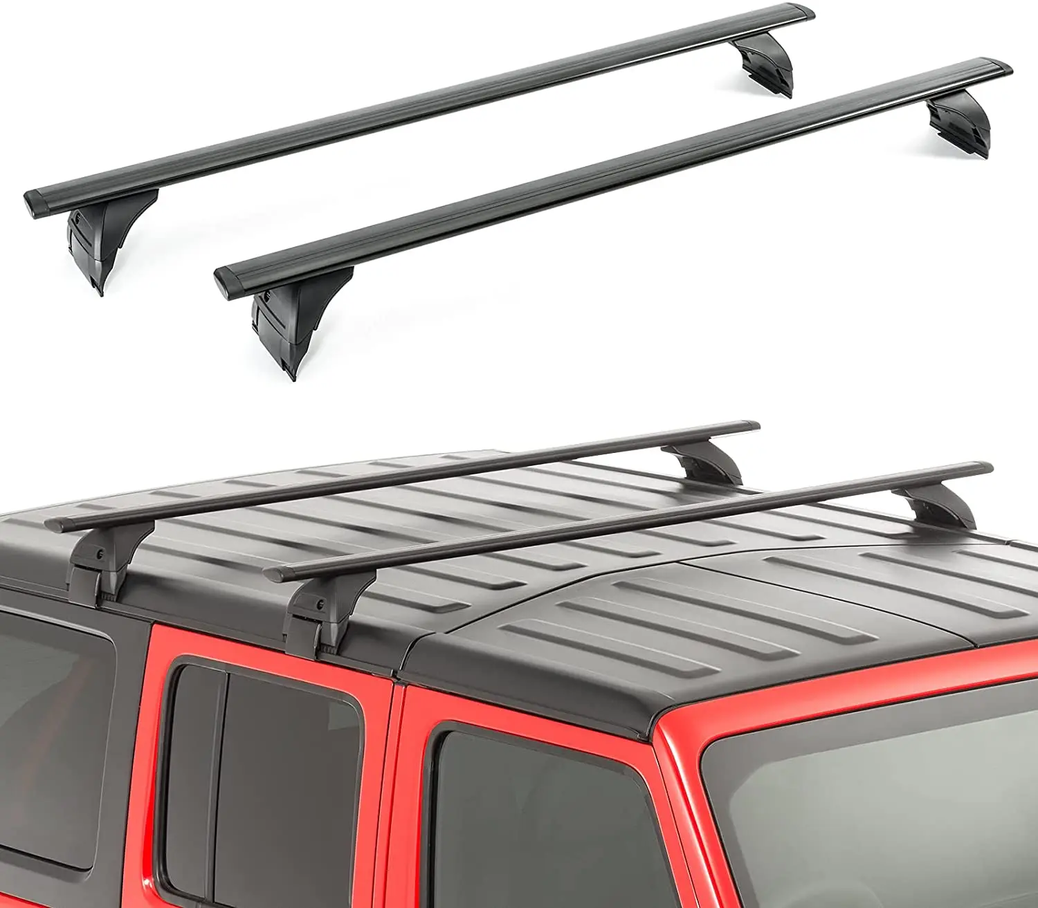 Roof Rack Cross Bars for 2007-2020 Jeep Wrangler JK JL for Rooftop Cargo Carrier Bag Luggage Kayak Canoe Bike Snowboard