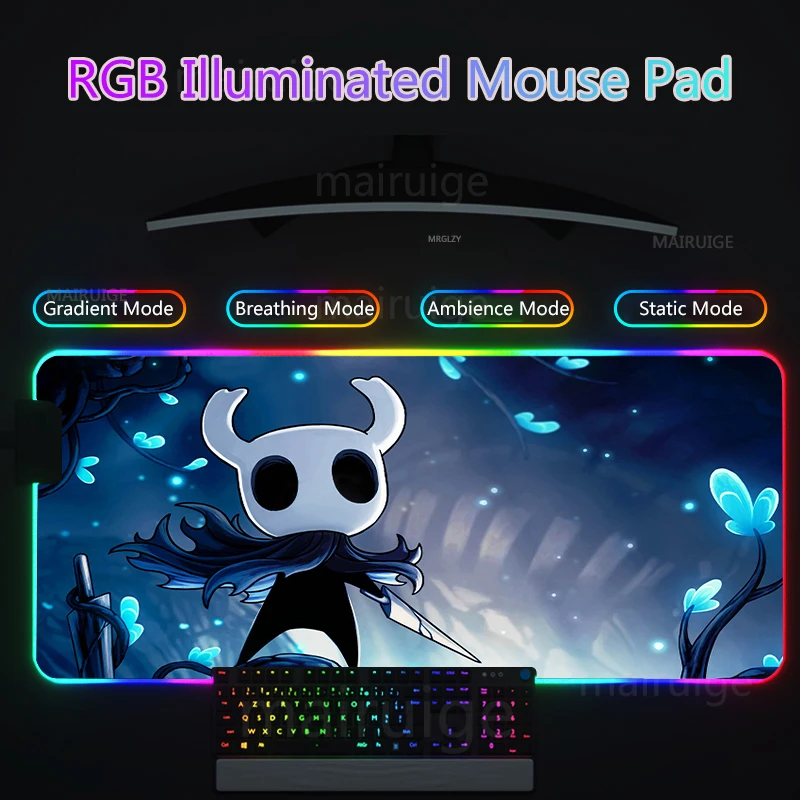 

Hollow RGB Led Backlight Mouse Pad Cute Knight Gaming Accessories Carpets XXL Mechanical Keyboard Desk Mat Large Mause Pad Gamer