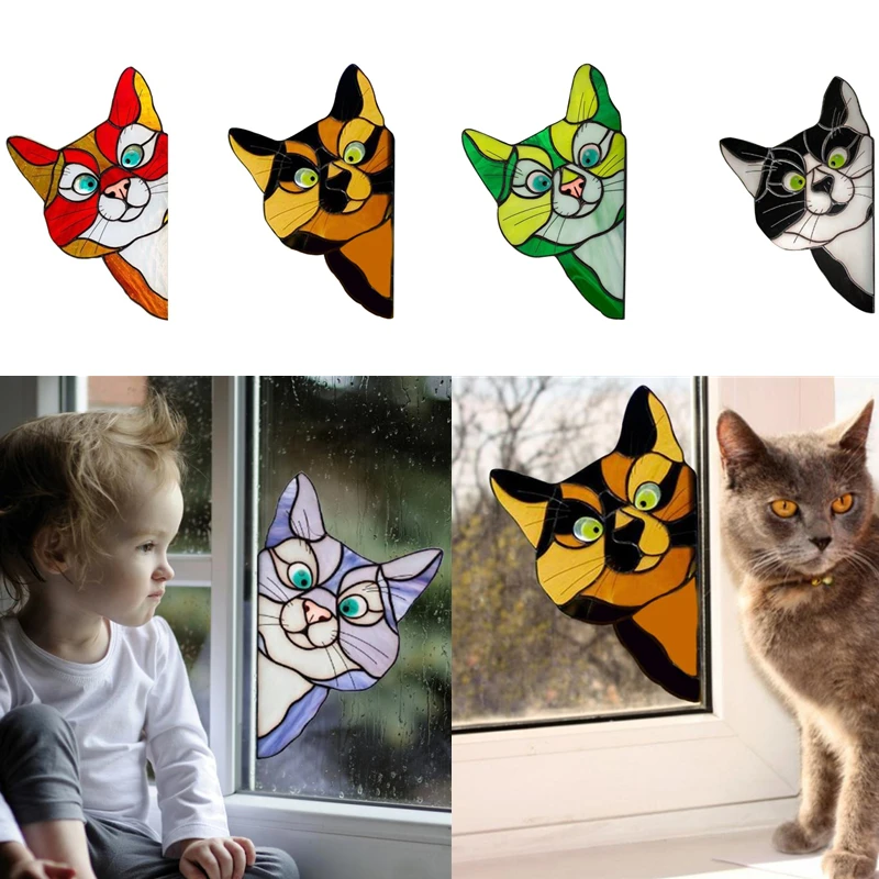 

1Pcs Household Animal Cats And Dogs Stickers Door And Window Glass Car Glass Decoration Stickers Holiday Party Decorations