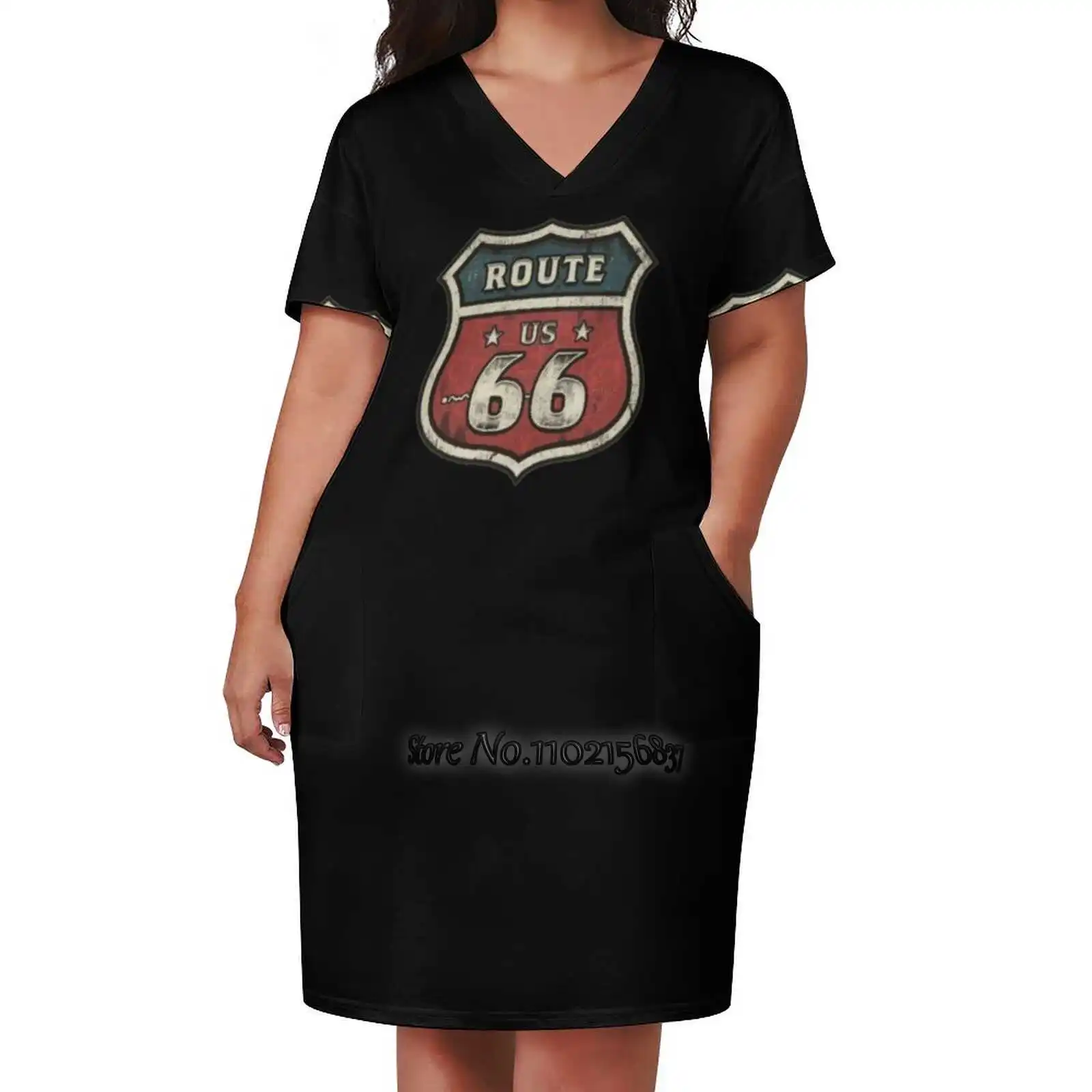 

Свободная юбка с V-образным вырезом, коротким рукавом