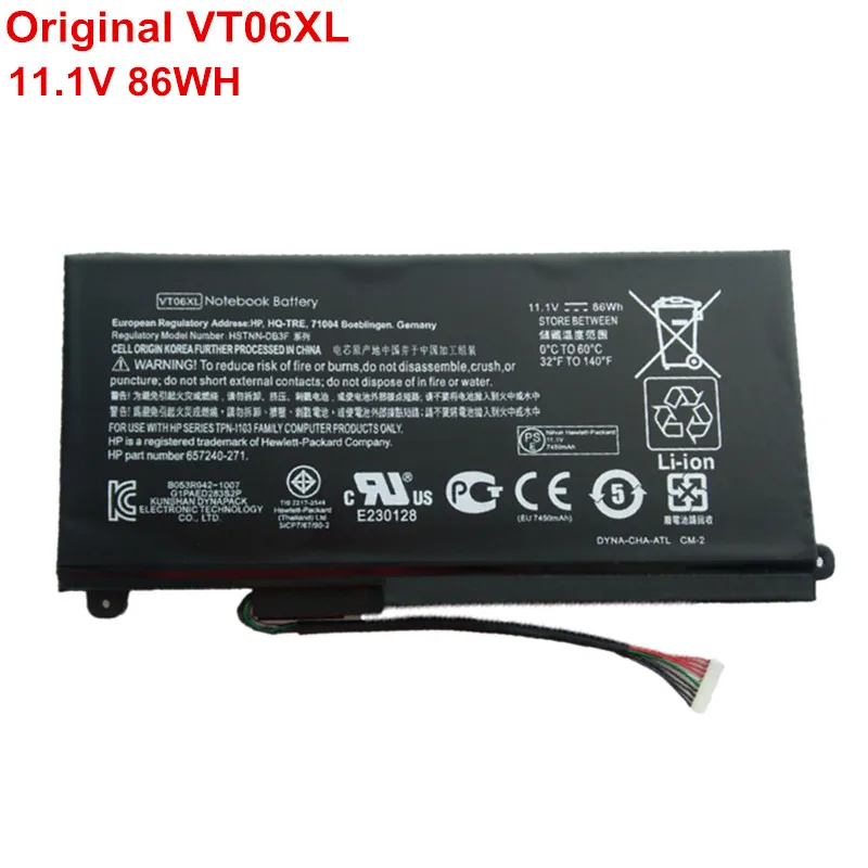 Новый оригинальный аккумулятор для ноутбука VT06XL, оригинальный для ноутбука Envy 17-3000 серии 17T-3000, HSTNN-IB3F 657503-001 VT06, TPN-I103 9Cell