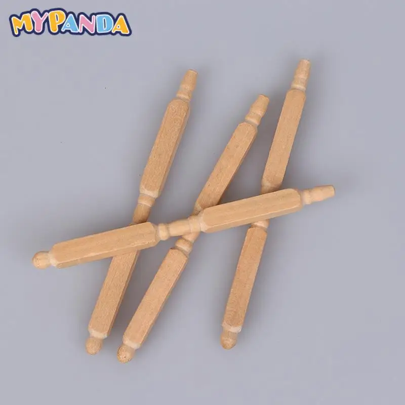 

4Pcs Dollhouse Stairs Armrest Pillar Dollhouse Miniature DIY Wooden Column Furniture Accessories Kids Toys